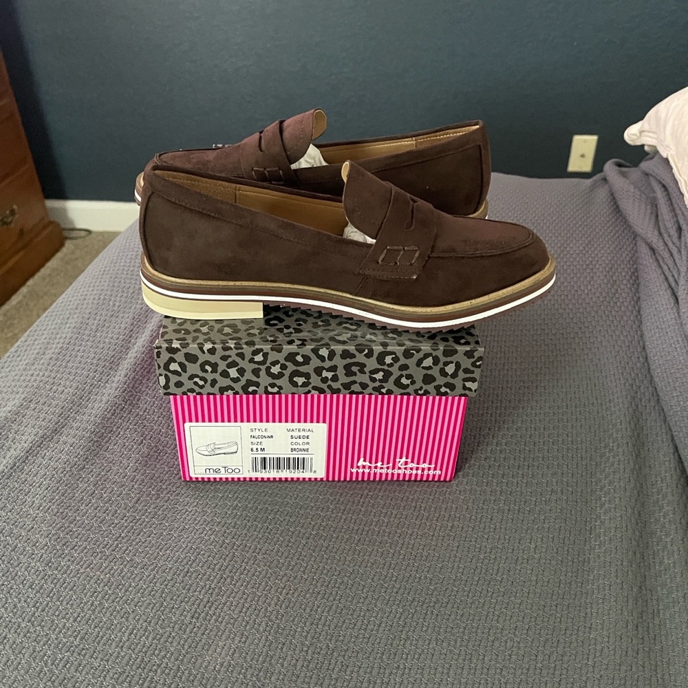 Me Too Chocolate Brown Suede Loafers